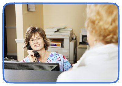 Med Receptionist Blue Frame